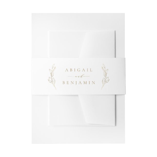 Gold Einfache Eleganz Botanische Kranzhochzeit Einladungsbanderole (Vorderseite Beispiel)