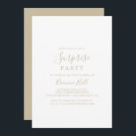 Gold Einfache Minimalistische Überraschung Party E Einladung<br><div class="desc">Diese minimalistische Überraschung-Party Einladung ist perfekt für einen modernen Geburtstag,  einen Ruhestand oder ein Überraschungs-Party. Das einfache und elegante Design zeichnet sich durch klassische und extravagante Schriftzeichen in Gold aus.</div>