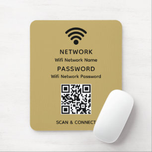 Gold Einfaches elegantes WLAN QR-Netzwerkkennwort Mousepad