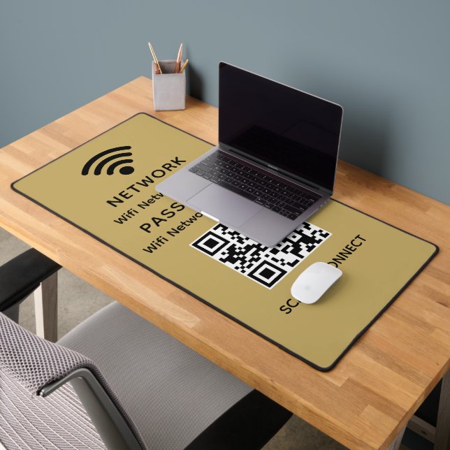 Gold Einfaches elegantes WLAN QR-Netzwerkkennwort Schreibtischunterlage (Büro 2)