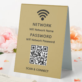 Gold Einfaches elegantes WLAN QR-Netzwerkkennwort Tischaufsteller