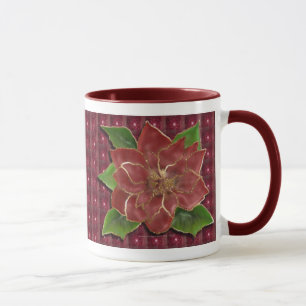 Gold eingefaßter Poinsettia-Trinkbehälter Tasse