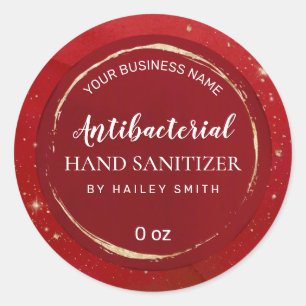 Gold eingegrenzte Red Hand Sanitizer Labels Runder Aufkleber