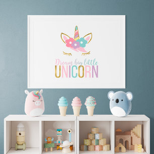 Gold Einhorn Gesicht Mädchenzimmer Poster
