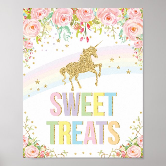 Gold Einhorn Sweet Leckereien Party Dekoration Reg (Vorne)