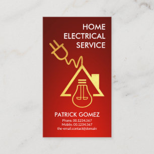 Gold Electric Power Plug Zuhause Bulb Electrician Visitenkarte