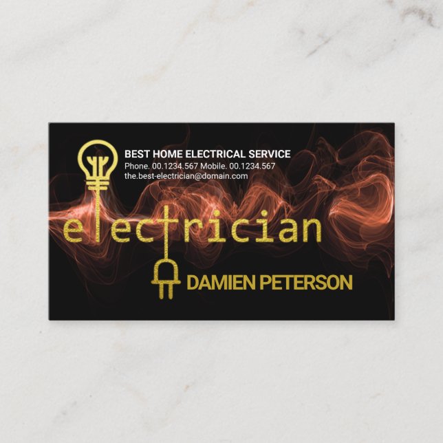 Gold Electrician Circuit Red Power Blitze Visitenkarte (Vorderseite)