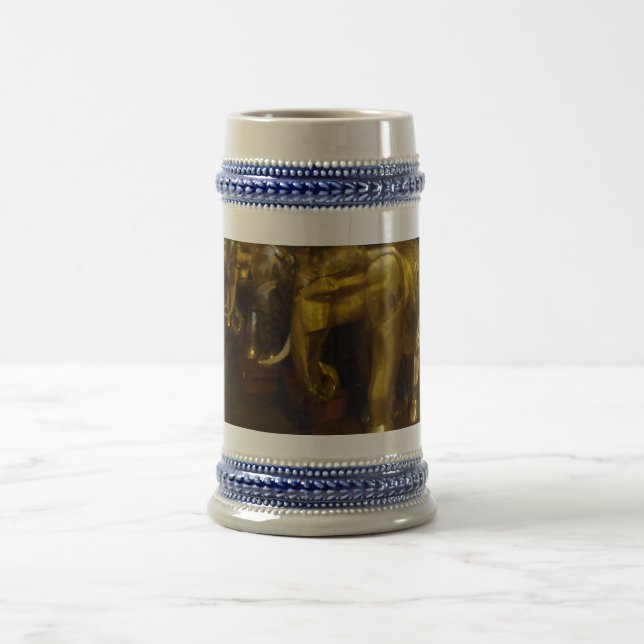 Gold Elefanten Grau / Blau 22 oz Stein Bierglas (Mittel)