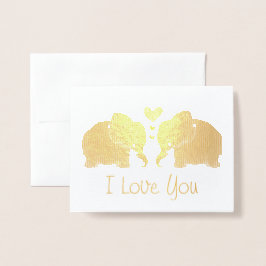 Gold Elefanten Paar mit Herzen I Liebe Sie Folienkarte