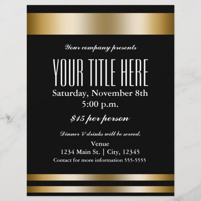 Gold Elegance Glamour Event Flyer Poster (Vorne)