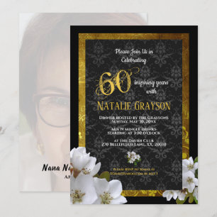 Gold Elegant 60th Birthday Party Photo Invitation