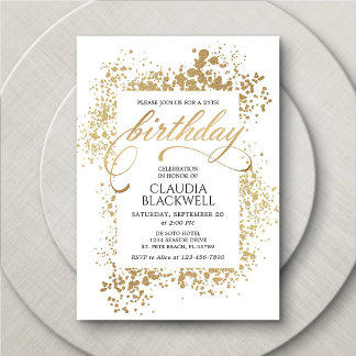 Gold Elegant Birthday Einladung