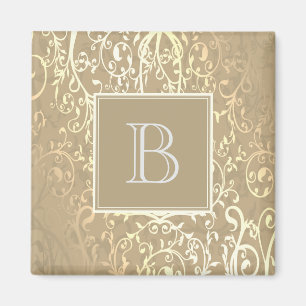 Gold Elegant Blüh Monogram Magnet