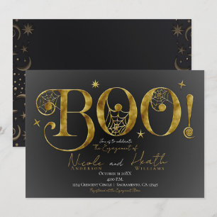 Gold Elegant BOO Magisches Halloween Verlobung Einladung