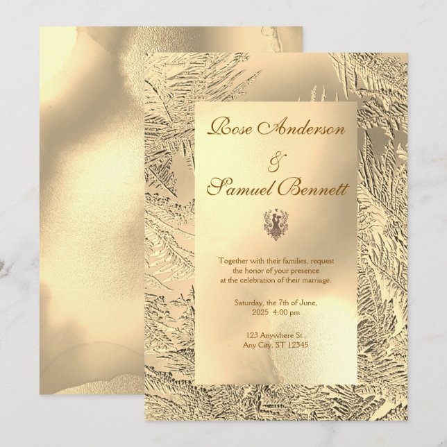 Gold Elegant Chic Wedding Invitation (Devant / Derrière)