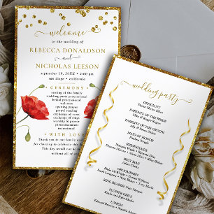 Gold Elegant Floral Calligraphie Programme de mari