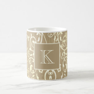 Gold Elegant Geblüht Monogram-Tasse Kaffeetasse