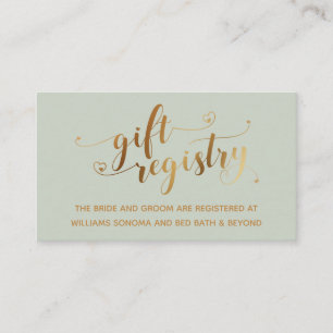 Gold Elegant Hörskript, Sage Gift Registry Begleitkarte