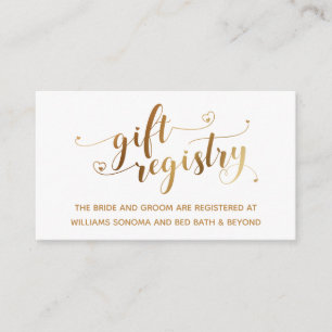Gold Elegant Hörskript, White Gift Registry Begleitkarte