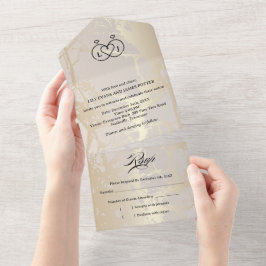 Gold Elegant Luxury Marble Abstract Wedding All In One Einladung