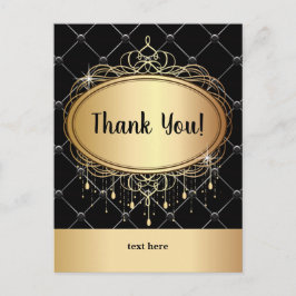 Gold, elegant, schwarz, Glitzer, danke Karte