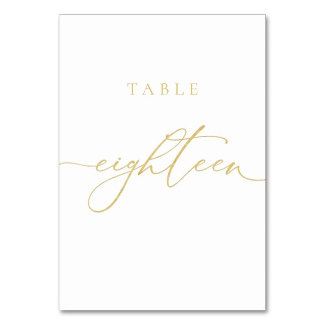 Gold Elegant Script Numéro de table dix-huit (Par défaut)