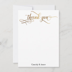 Gold Elegant Vielen Dank Kalligraphie über White Dankeskarte