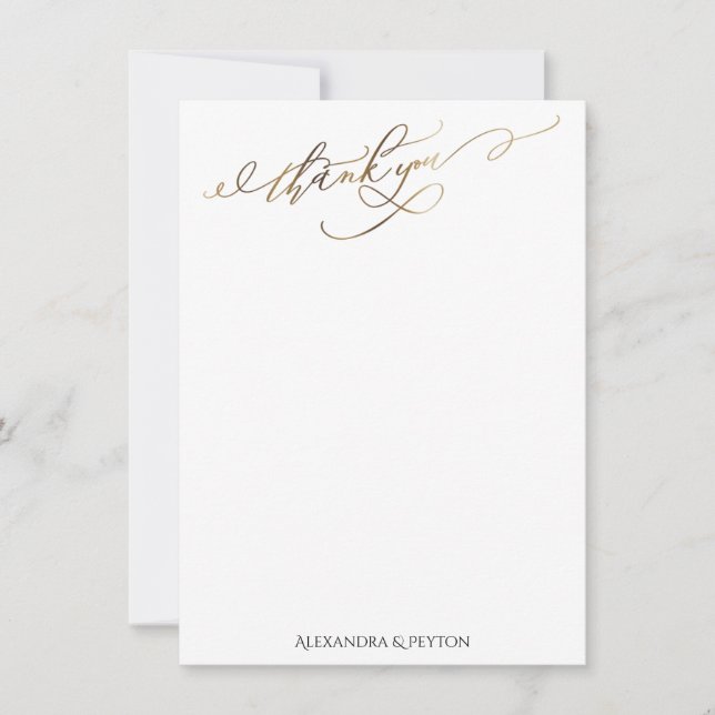 Gold Elegant Vielen Dank Kalligraphie über White Dankeskarte (Vorderseite)