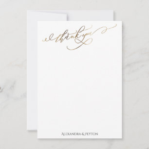 Gold Elegant Vielen Dank Kalligraphie über White Dankeskarte