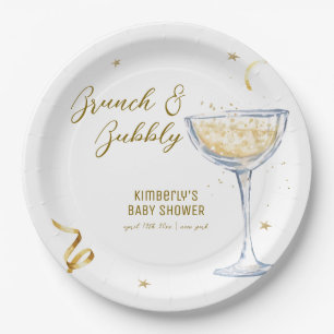 Gold Elegante Brunch Bubbly Champagne Baby Dusche Pappteller