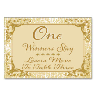 Gold Elegante Bunco Table Card #1 Tischnummer