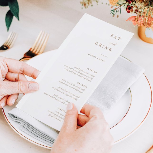 Gold Elegante Calligraphy Wedding Menu Menükarte (Von Creator hochgeladen)