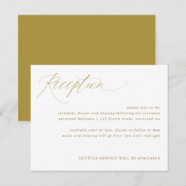 Gold Elegante Calligraphy Wedding Reception Card Begleitkarte