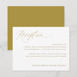 Gold Elegante Calligraphy Wedding Reception Card Begleitkarte