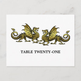 Gold Elegante Dragons Tischnummer Postkarte