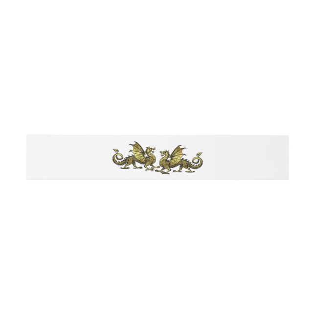 Gold Elegante Dragons Wedding Belly Bands Einladungsbanderole (Flach)