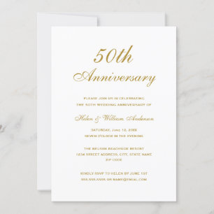 Gold Elegante Einladungen zum 50. Hochzeitstag