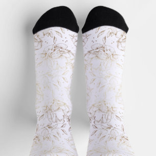 Gold Elegante handgezeichnete Florals Hochzeitsges Socken