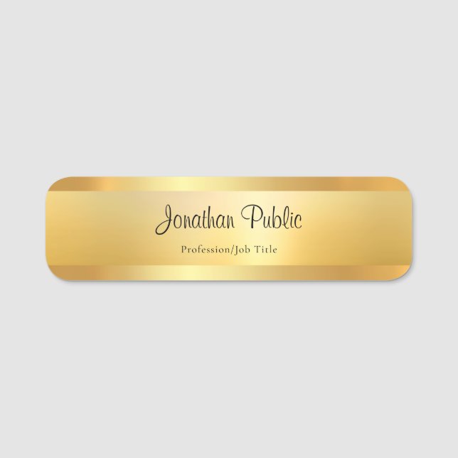 Gold Elegante Handschrift Name Vorlage Moderne Namensschild (Vorderseite)