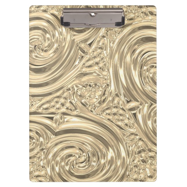 Gold elegante Jugendstil-Prägung mit metallischem  Klemmbrett (Vorderseite)