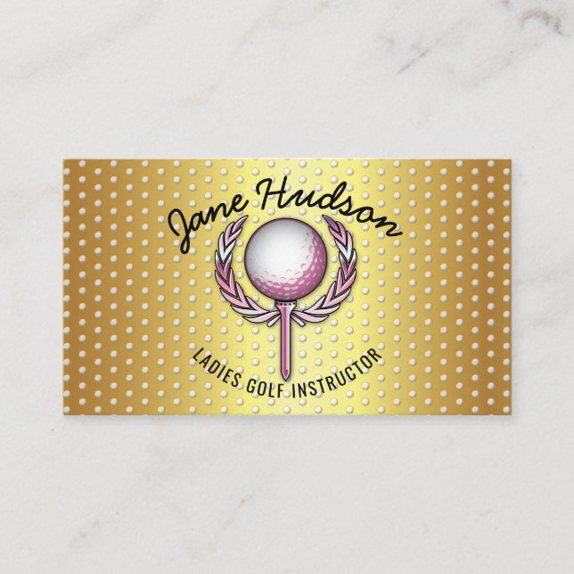 Gold Elegante Ladys Golf Design Visitenkarte (Vorderseite)