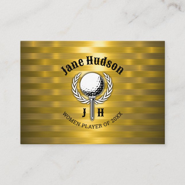Gold Elegante Ladys Golf Monogram Design Visitenkarte (Vorderseite)