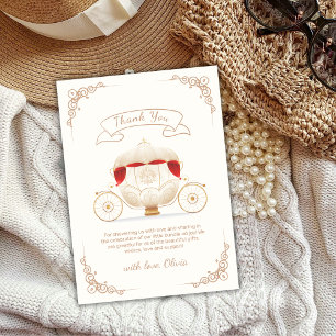 Gold Elegante Märchen-Kutsche Baby Shower Dankeskarte