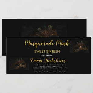 Gold Elegante Masquerade Maske Thema 16 . Geburtst Einladung