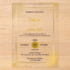 Gold Elegante Moderne Akryllische Hochzeitseinladu Acryleinladungen