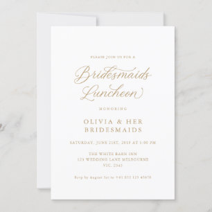 Gold Elegante Moderne Script Bridesmaids Luncheon Einladung
