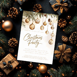 Gold Elegante Ornaments Baubles Weihnachts-Party Einladung
