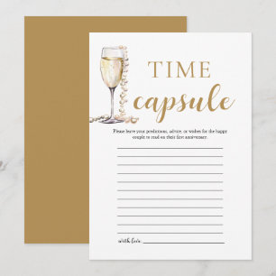 Gold Elegante Perlen und Prosecco Time Kapselkarte Einladung