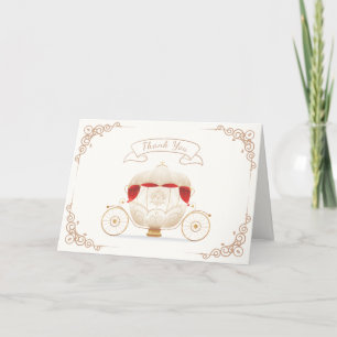 Gold Elegante Princess Carriage Baby Shower Dankeskarte