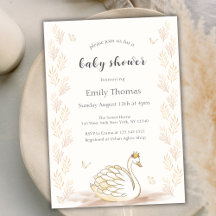 Gold Elegante Princess Swan Butterfly Baby Shower